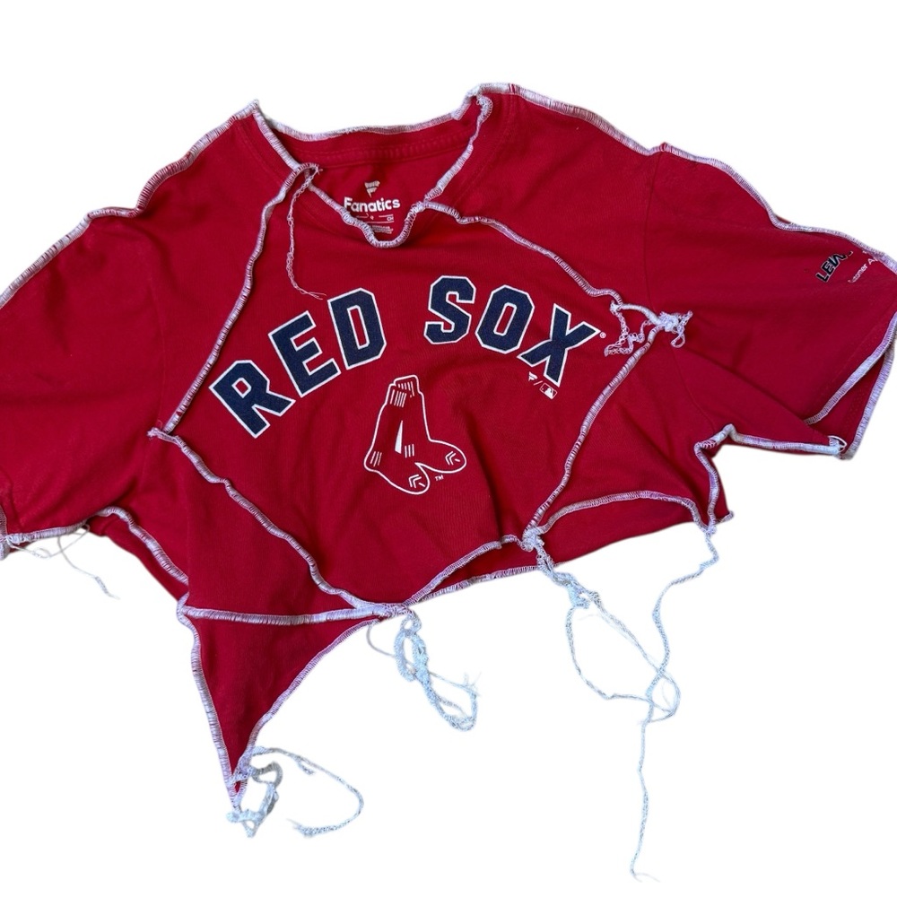 Boston Red Sox Reworked Custom  Crop Top - Picture 3 of 4